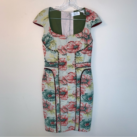 Byron Lars Beauty Mark Floral Brocade Garden Sheath Dress 6 Petite - Picture 7 of 16